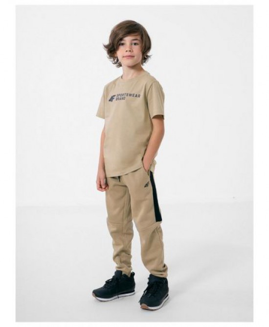 4F Παιδικό παντελόνι φόρμας φούτερ για αγόρι μπεζ
